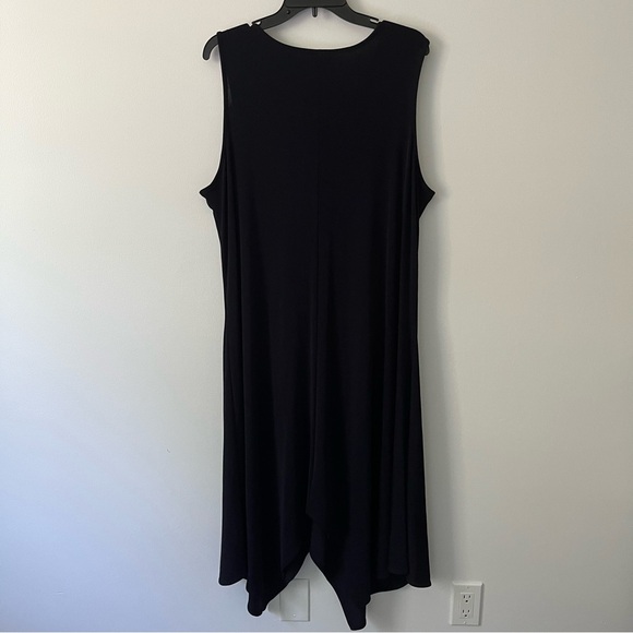 NEW Chicos Travelers Hanky Hem Ink Navy Blue Sleeveless Slinky Midi Dress 4 XXL - Picture 5 of 10